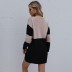 Pullover Round Neck Loose Knit Stitching Sweater Dress NSYYF86349