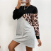 Round Neck Leopard Print Stitching T-Shirt Dress NSYYF86377