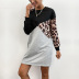 Round Neck Leopard Print Stitching T-Shirt Dress NSYYF86377