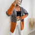 Leopard Print Stitching contrast color Sweater cardigan nihaostyles wholesale clothing NSYYF86394
