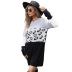 Long Sleeve Round Neck Leopard Print Stitching Sweater Dress nihaostyles wholesale clothing NSYYF86399