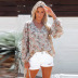 V-neck long-sleeved floral chiffon top nihaostyles wholesale clothing NSQSY86574