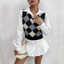 Diamond Lattice Sleeveless Knitted Sweater NSYYF86614