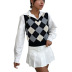 Diamond Lattice Sleeveless Knitted Sweater NSYYF86614