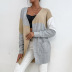 Long Color Block Knit Cardigan nihaostyles wholesale clothing NSYYF86615