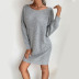 Long Knitted Round Neck Pure Color Sweater Dress nihaostyles wholesale clothing NSYYF86618