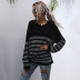 round neck loose striped long-sleeved sweater nihaostyles wholesale clothing NSYYF86622