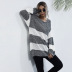 striped color-blocking mid-length sweater nihaostyles wholesale clothing NSYYF86623