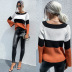 long-sleeved round neck color matching sweater nihaostyles wholesale clothing NSYYF86647