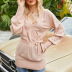 solid color V-neck long-sleeved lantern sleeve pullover sweater nihaostyles clothing wholesale NSYH86762