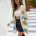 striped contrast mid-length knitted cardigan nihaostyles clothing wholesale NSYH86763