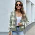 V-neck loose check long-sleeved knitted cardigan nihaostyles clothing wholesale NSYH86773