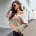 V-neck loose striped off-the-shoulder tassel pullover knit top nihaostyles clothing wholesale NSYH86774
