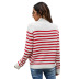 striped loose long-sleeved stand collar pullover sweater nihaostyles clothing wholesale NSYH86776