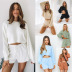 long-sleeved top and shorts set nihaostyles clothing wholesale NSYDY86912