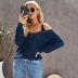 solid color square neck off-shoulder long-sleeved sweater nihaostyles wholesale clothing NSQSY86989