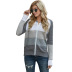 color de contraste delgado suéter de punto con capucha abrigo nihaostyles ropa al por mayor NSQSY87002