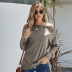 solid color casual long-sleeved off-shoulder top nihaostyles wholesale clothing NSQSY87017