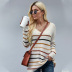  V-neck striped loose sweater nihaostyles wholesale clothing NSQSY87151