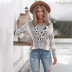 V-neck leopard print contrast color loose long-sleeved sweater nihaostyles wholesale clothing NSQSY87154
