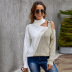 contrast color stand-up collar hollow sweater nihaostyles wholesale clothing NSQSY87245