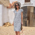 v-neck leopard print loose knee-length dress nihaostyles wholesale clothing NSQSY87248