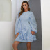 Pure color lantern sleeve ruffled dress nihaostyles wholesale clothing NSKAN87281
