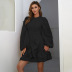 Pure color lantern sleeve ruffled dress nihaostyles wholesale clothing NSKAN87281