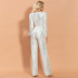 v-neck slim sequin wide-leg jumpsuit nihaostyles wholesale clothing  NSKAN87283