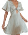 women s V-neck hollow pure color dress nihaostyles wholesale clothing NSJRM81751