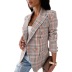 Double-Breasted Plaid Print Suit Jacket NSYF81759
