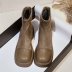 women s retro round toe thin skinny short thick heel black boots nihaostyles wholesale clothing NSDFX81786