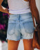 ripped mid-waist star pattern raw edge denim shorts nihaostyles wholesale clothing NSJRM81830