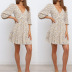 v-neck five-point sleeve short floral dress nihaostyles wholesale clothing  NSJRM81832