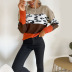 round neck color-blocking  leopard knitted sweater pullover nihaostyles wholesale clothing NSDMB81861