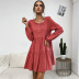 women s round neck pleated solid color dress nihaostyles wholesale clothing NSDMB81863