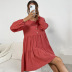 Vestido de color sólido plisado con cuello redondo para mujer nihaostyles ropa al por mayor NSDMB81863