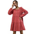 Vestido de color sólido plisado con cuello redondo para mujer nihaostyles ropa al por mayor NSDMB81863