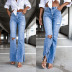 autumn ripped straight split-end jeans nihaostyles wholesale clothing NSJRM81897