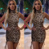 summer halterneck pleated package hip leopard print tight dress nihaostyles wholesale clothing NSJRM81908
