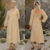 autumn square collar plaid backless mid-length dress nihaostyles wholesale clothing NSJRM81955