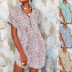Women s v-neck Print  Zipper Loose Dress nihaostyles wholesale clothing NSZH81965