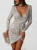 deep V wrapped chest package  hip sequins dress nihaostyles wholesale clothing NSJRM81969
