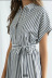 summer button lace striped shirt dress nihaostyles wholesale clothing NSJRM81971