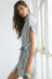 summer button lace striped shirt dress nihaostyles wholesale clothing NSJRM81971