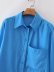 Blue solid color lapel long sleeve cotton basic blouse NSAM81977