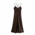 autumn silk hollow midi sling dress nihaostyles wholesale clothing NSAM81980