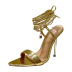Pointed Toe Metal Chain High Heel Strap Sandals NSSO81990