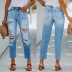 Ripped Straight-Leg Mid-Waist Jeans NSJRM82006