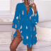 autumn women s print V-neck casual stitching dress nihaostyles wholesale clothing NSZH82015
